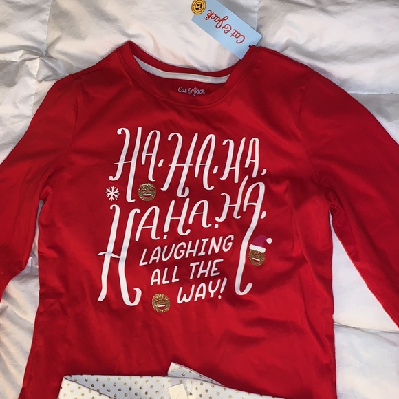 Crewcuts full length leggings white and gold 16 and long sleeve Christmas shirt - Picture 7 of 9